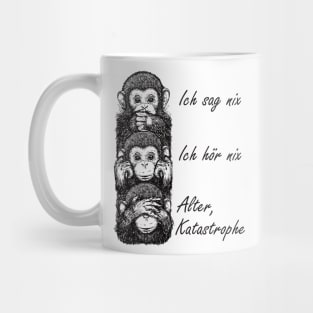Old Disaster 3 Monkeys Funny Design Mug